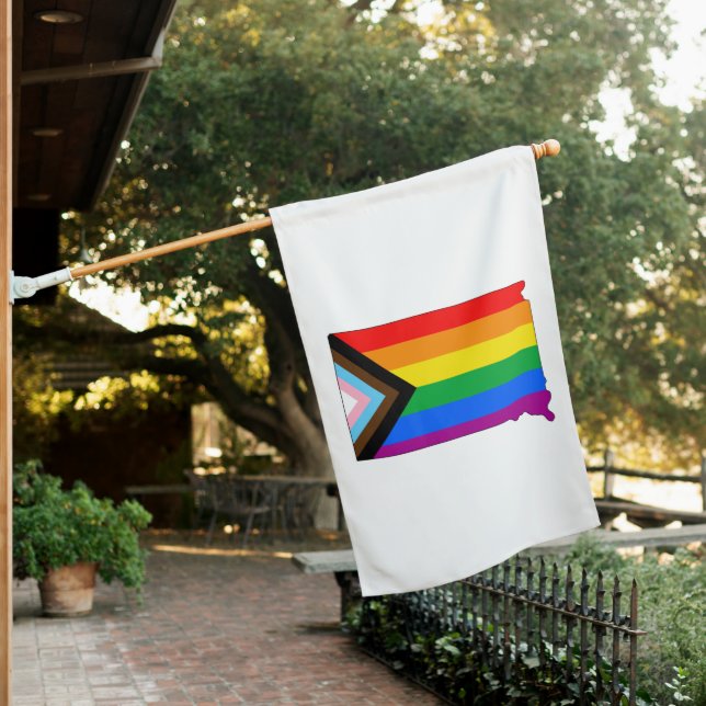 South Dakota State Pride LGBTQ Progress Pride House Flag (In SItu)