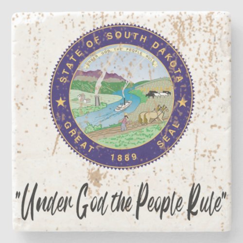 South Dakota State Seal and Motto _ Stone Coaster