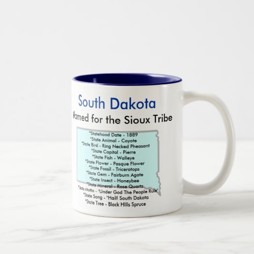South Dakota Symbols  Map Two_Tone Coffee Mug