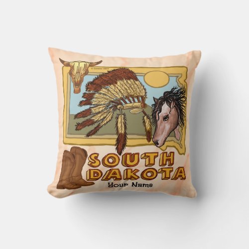 South Dakota Throw Pillow