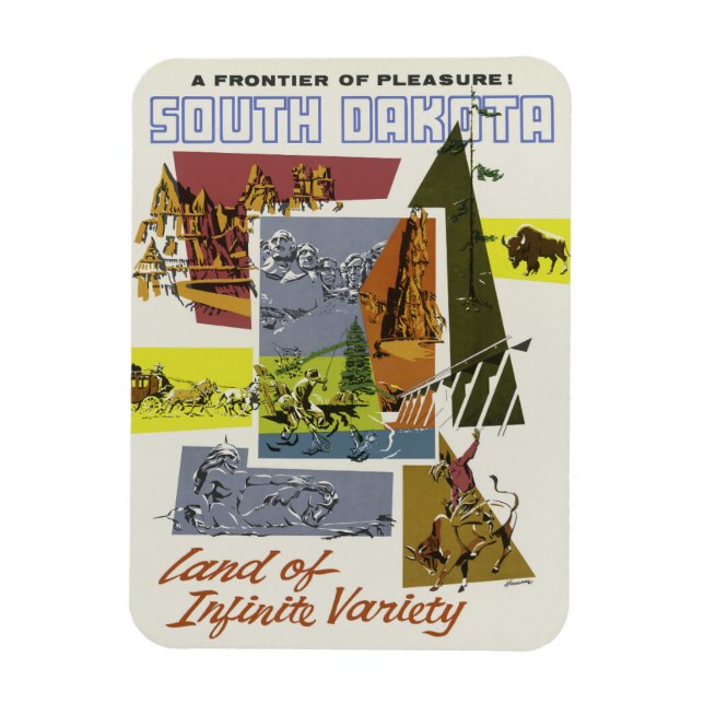 South Dakota USA Vintage Travel magnet (Vertical)