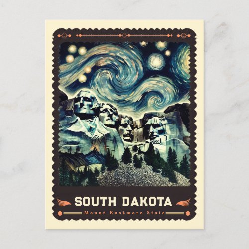 South Dakota  Vincent Van Gogh Inspired Postcard