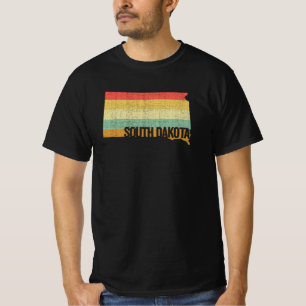 South Dakota Vintage Retro Sunset Distressed Map T-Shirt