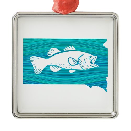 South Dakota Wave Fishing Metal Ornament