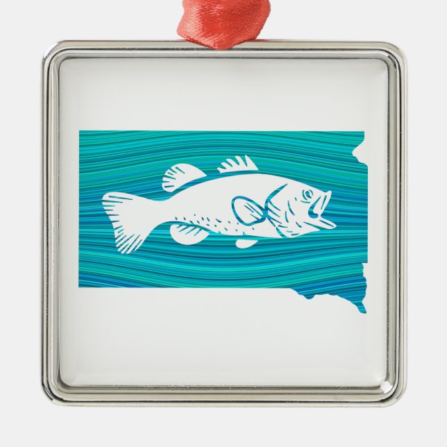 South Dakota Wave Fishing Metal Ornament (Front)