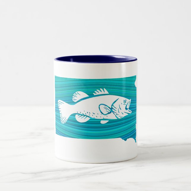 South Dakota Wave Fishing Two-Tone Coffee Mug (Center)