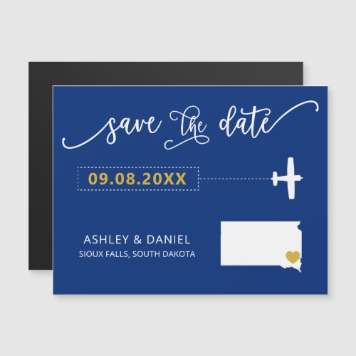 South Dakota Wedding Save the Date Card Map Magnetic Invitation