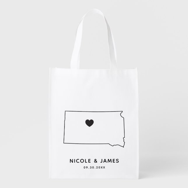 South Dakota Wedding Welcome Bag Map Tote (Front)