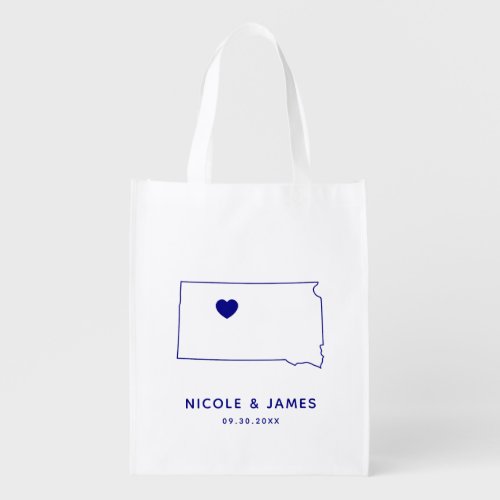 South Dakota Wedding Welcome Bag Navy Map Tote