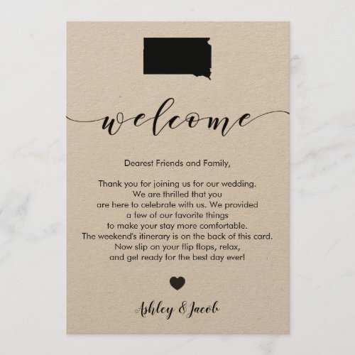 South Dakota Wedding Welcome Letter  Itinerary Program