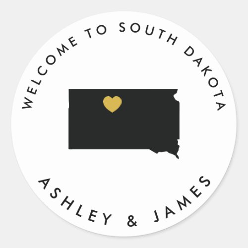 South Dakota Wedding Welcome Sticker Tag Gold