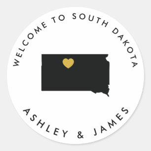 South Dakota Wedding Welcome Sticker Tag Gold
