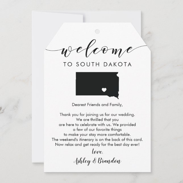 South Dakota Wedding Welcome Tag Itinerary (Front)
