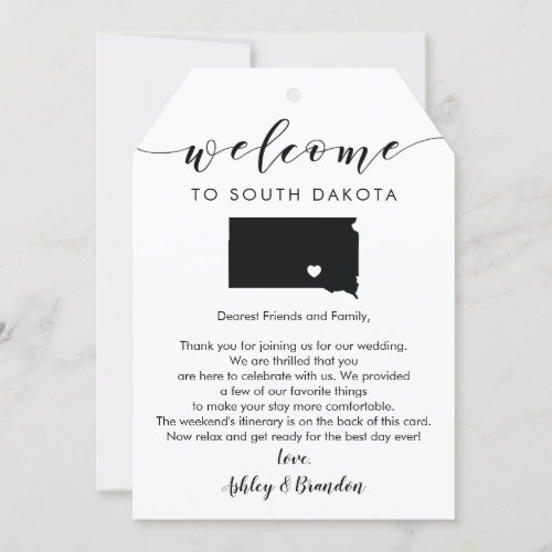 South Dakota Wedding Welcome Tag Itinerary