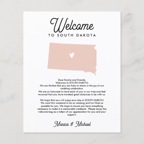 SOUTH DAKOTA Welcome  Letter Itinerary ANY COLOR