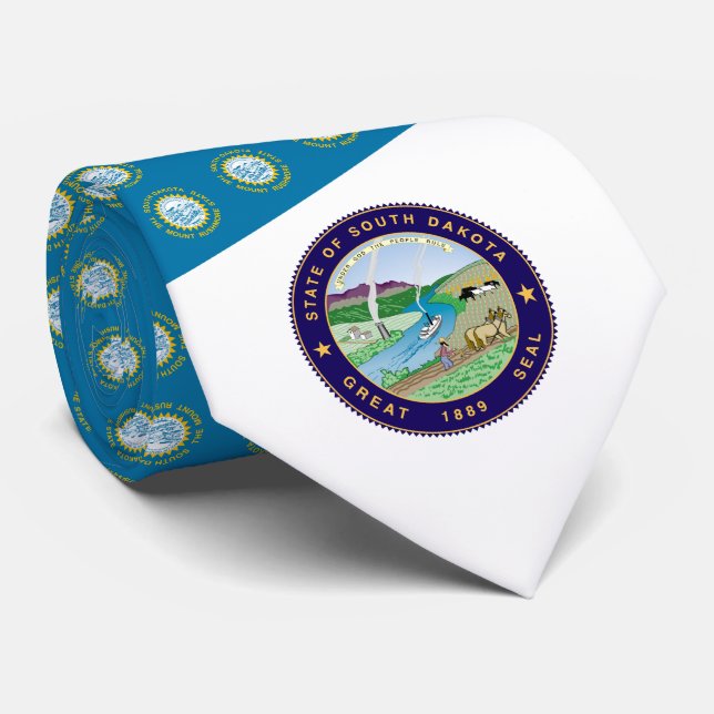 South Dakotan Flag & Seal, Flag of South Dakota Neck Tie (Rolled)