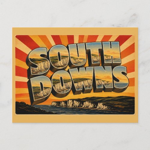 South Downs England Vintage Travel Art Postcard