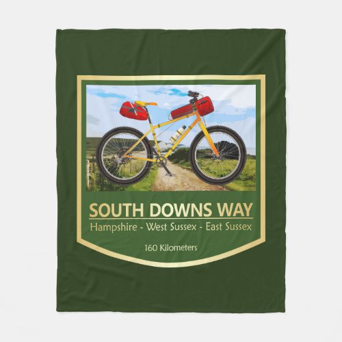 South Downs Way bike2 Fleece Blanket