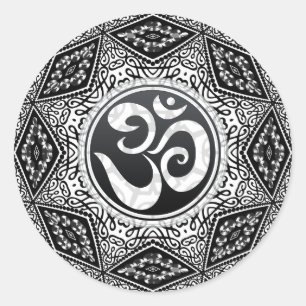 South Eastern Sun Black+White Aum Mandala Sticker