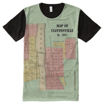 South Elgin Illinois Clintonville Map Art 1871 All-Over-Print Shirt