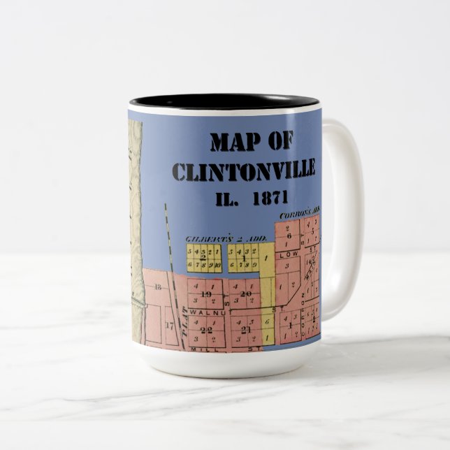 South Elgin Illinois Clintonville Map Art 1871 Two-Tone Coffee Mug (Front Right)