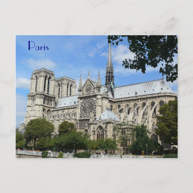 South Facade, Notre Dame Cathedral, Paris, France Postcard (Front)