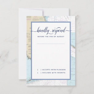 South #Florida Formal #Nautical #Wedding RSVP Card