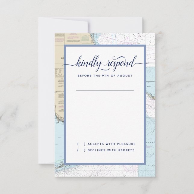 South #Florida Formal #Nautical #Wedding RSVP Card (Front)