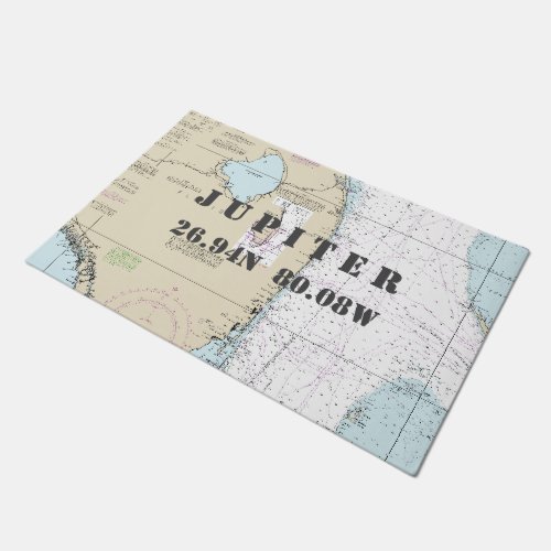 South Florida Latitude Longitude Nautical Boating Doormat