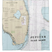 South Florida Latitude Longitude Nautical Chart Shower Curtain (Front)