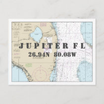 South Florida Nautical Chart Latitude Longitude Postcard