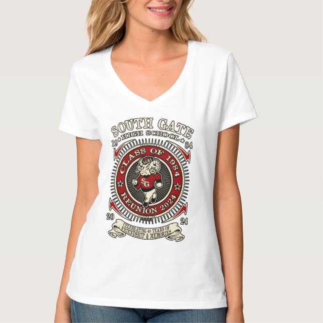 South Gate High School V neck T-Shirt for Her (Front)