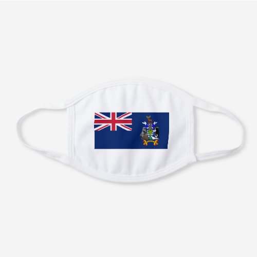 South Georgia and the South Sandwich Islands Flag White Cotton Face Mask