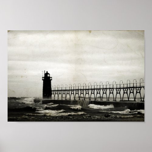 South Haven Michigan Lighthouse Antique Poster