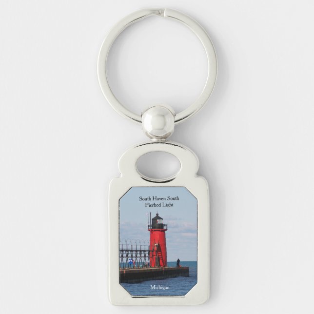 South Haven South Pierhead Light metal key chain (Front)