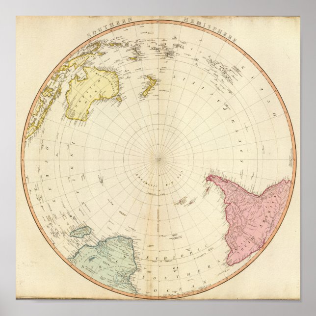 South Hemisphere map Poster (Front)
