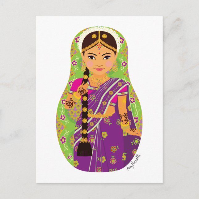 South Indian Bride Matryoshka Postcard (Front)