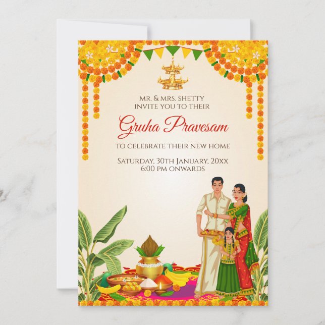 South Indian Housewarming invite Digital (Front)