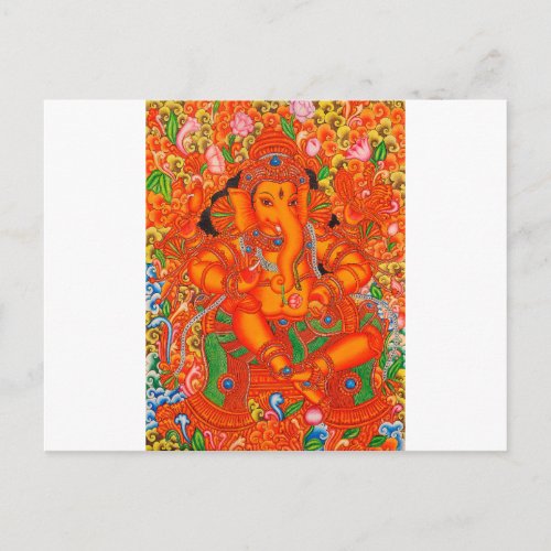 SOUTH INDIAN LORD GANESH TANJORE PAINTING POSTCARD