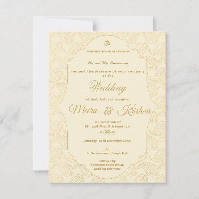 South Indian Temple Wedding Invitation Suite (Front)