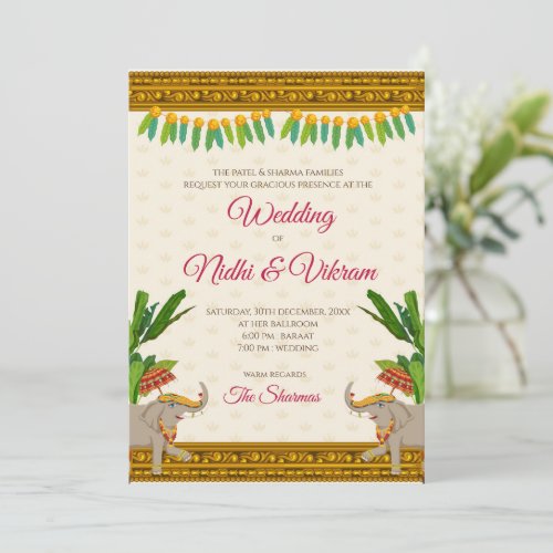 South Indian wedding cards  Elephant invitations