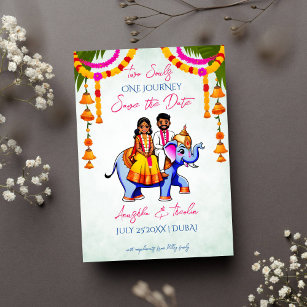 South Indian wedding cute unique save the date  Invitation