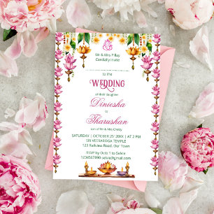 South Indian wedding lotus lamp garlands template