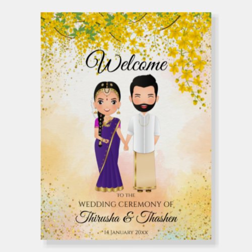 South Indian wedding Tamil Telugu Indian couple Foam Board