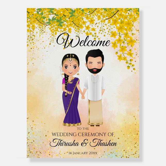 South Indian wedding Tamil Telugu Indian couple Foam Board (Front)