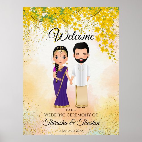 South Indian wedding Tamil Telugu Indian couple Poster