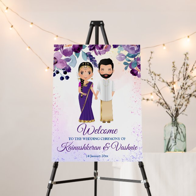 South Indian wedding Tamil Telugu purple blue Foam Board (In Situ (Stand))
