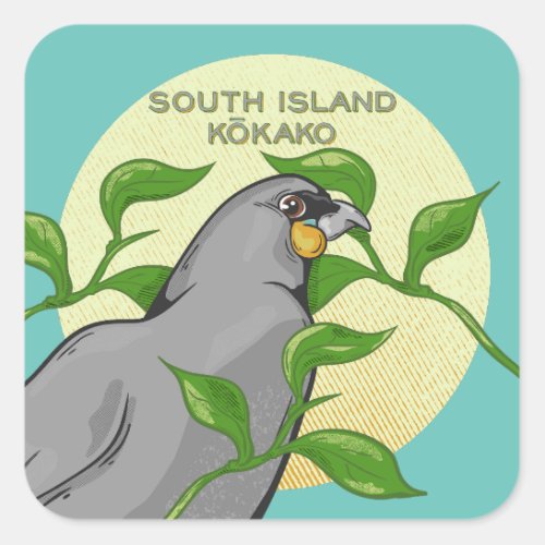 South Island Kokako Square Sticker