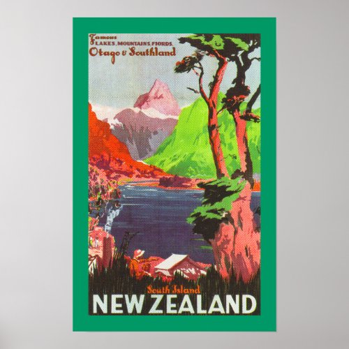 South Island New Zealand border Poster