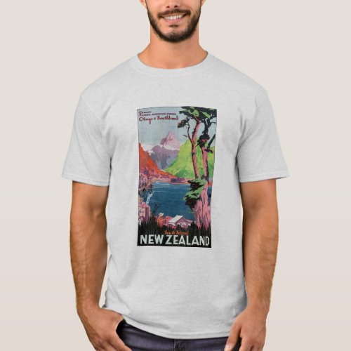 South Island New Zealand Travel Poster T_Shirt